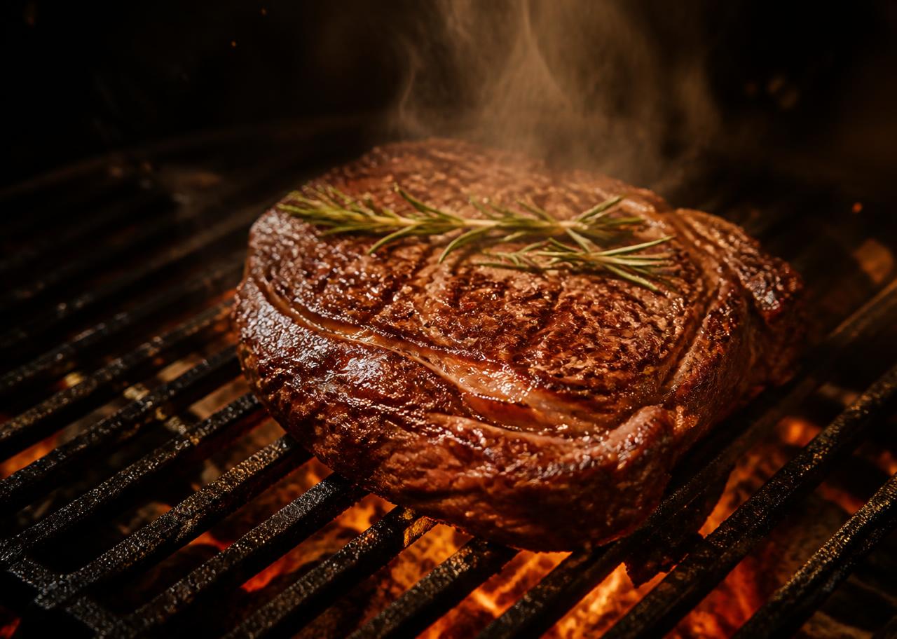 Vlees op de barbecue tussen vrienden